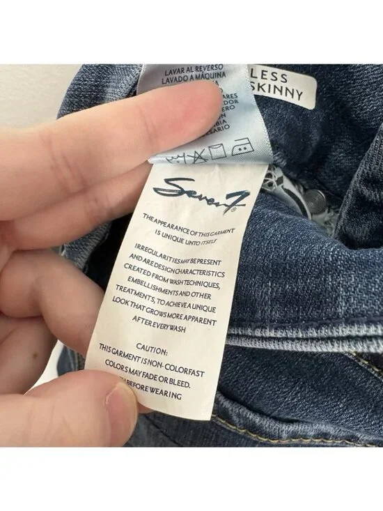 Seven7 Women SZ 8 Alaska Blue Medium Wash Tummy Less High Rise Skinny Jeans NWT - Picture 14 of 14